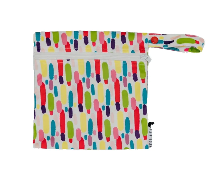 Lolly Scramble Mini Wet Bag with zip closure and snap loop handle