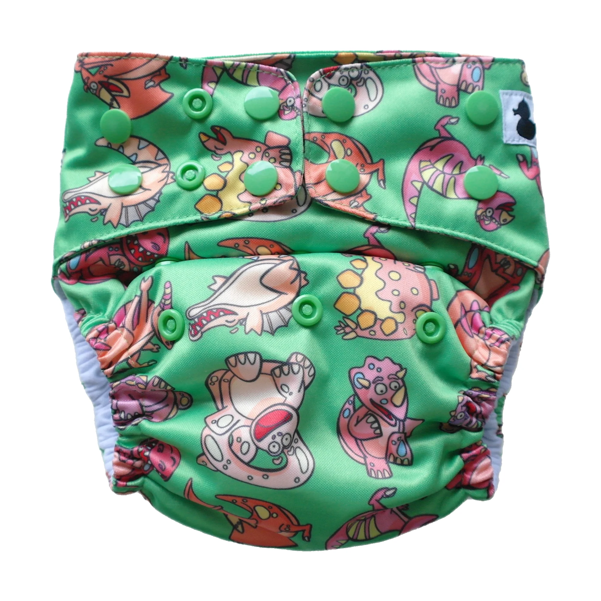 Dancing Dino's XL Toddler Nappy with colourful dinosaur print