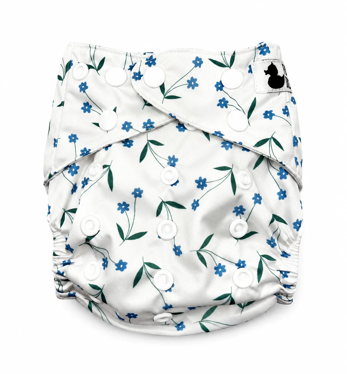 Forget Me Not OSFM nappy with snap buttons and bamboo inserts