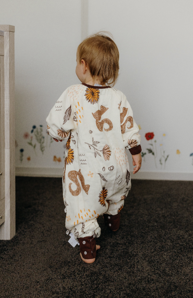 Close-up of the 2-way zipper on the Sleep Suit