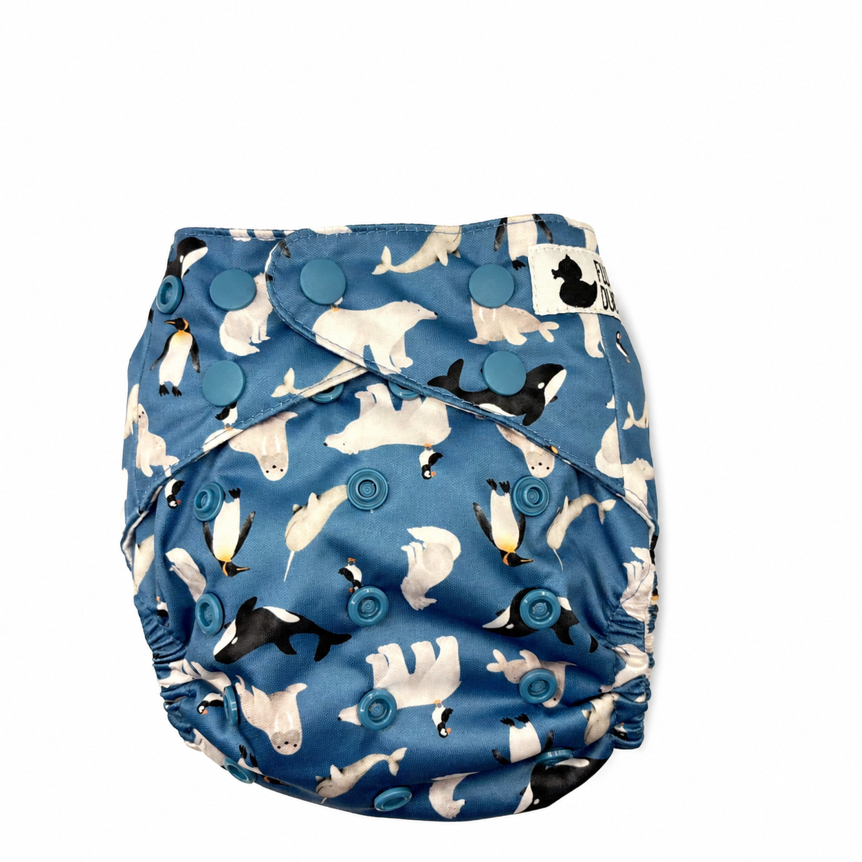 Ice Shelf OSFM nappy featuring a unique icy print, designed for newborns to toddlers