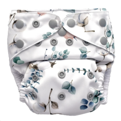 Fluffy Ducks Cotton Flower OSFM cloth nappy with snap buttons