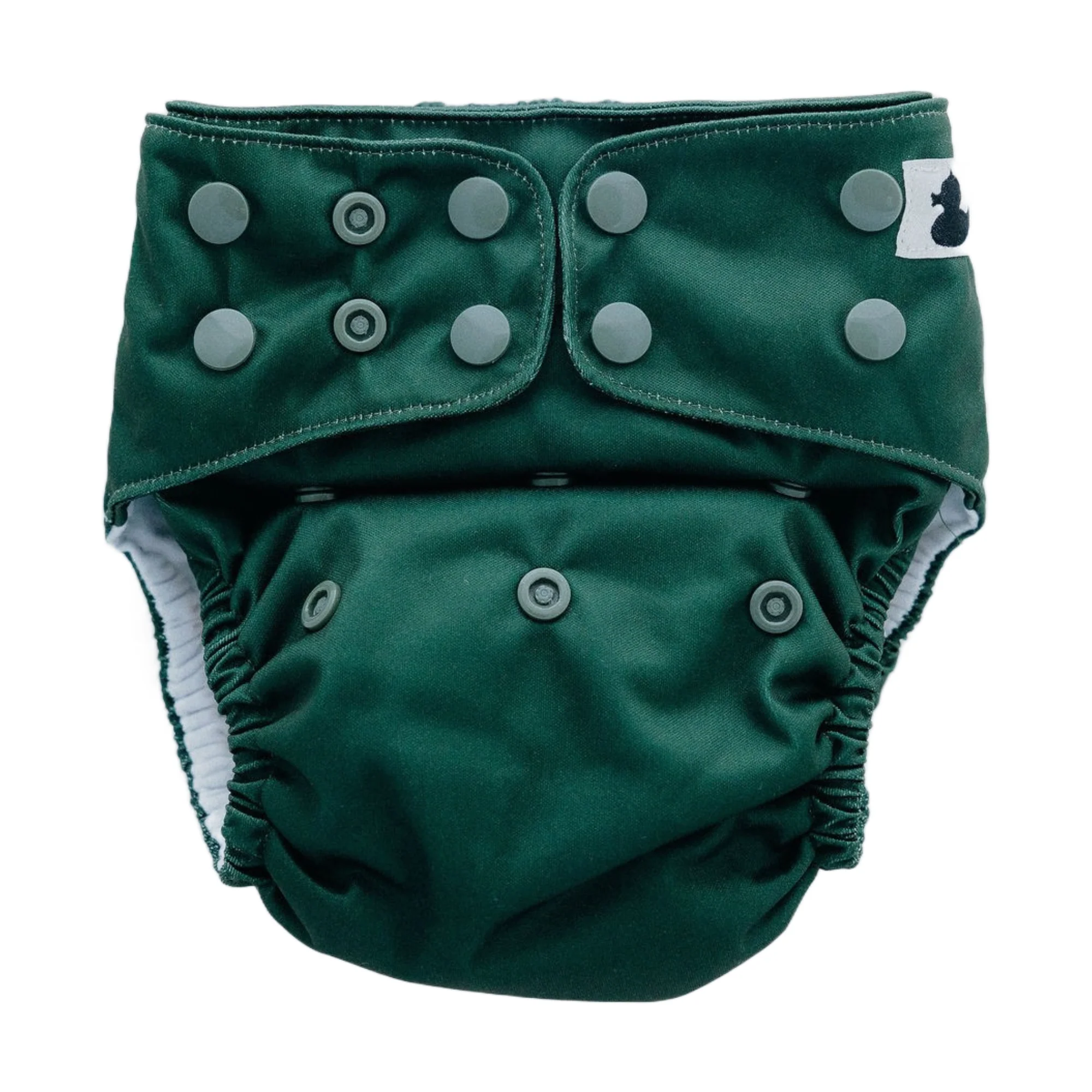 Forest Green XL Toddler Nappy with snap buttons and bamboo inserts