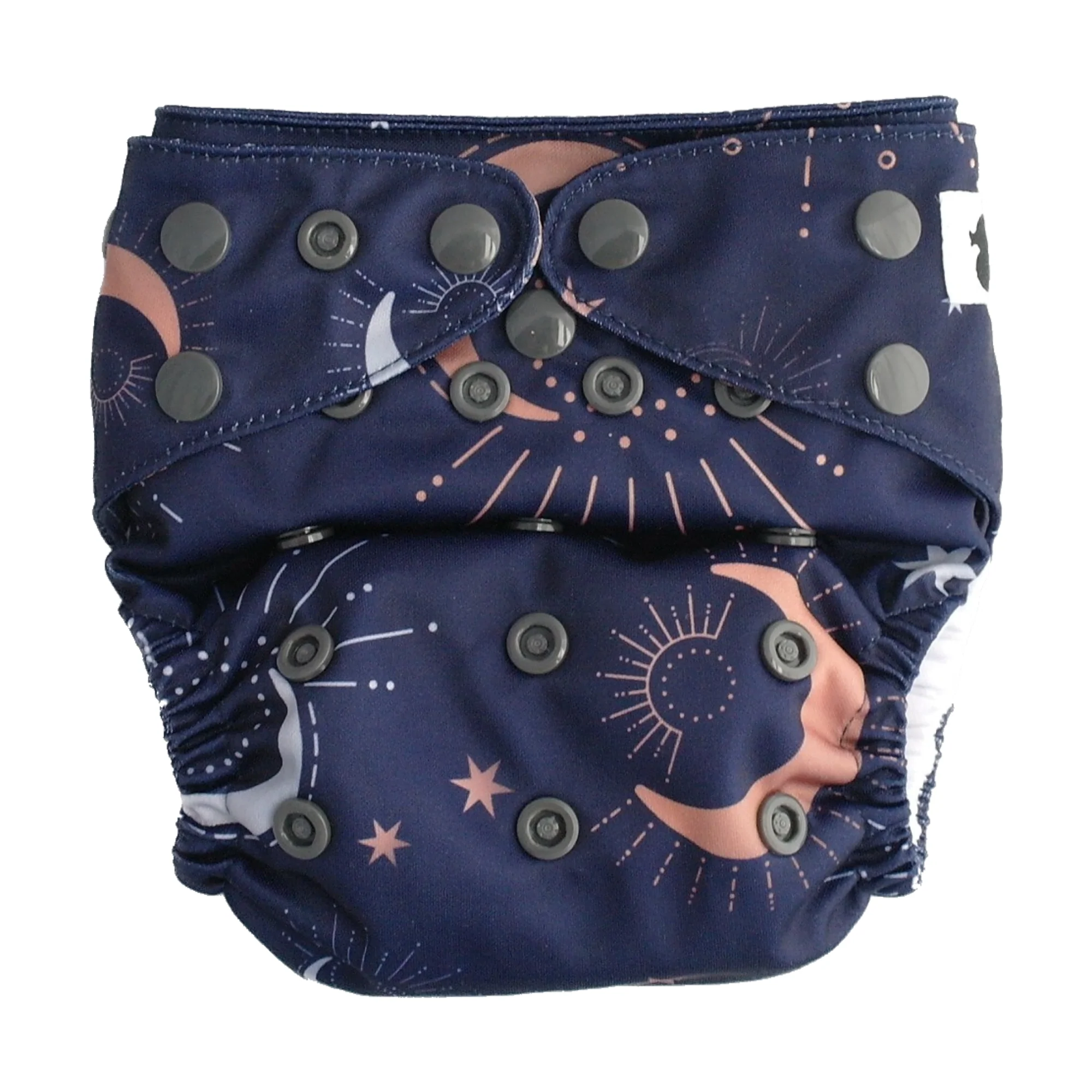 Night Sky OSFM nappy featuring a starry print, designed for newborns to toddlers
