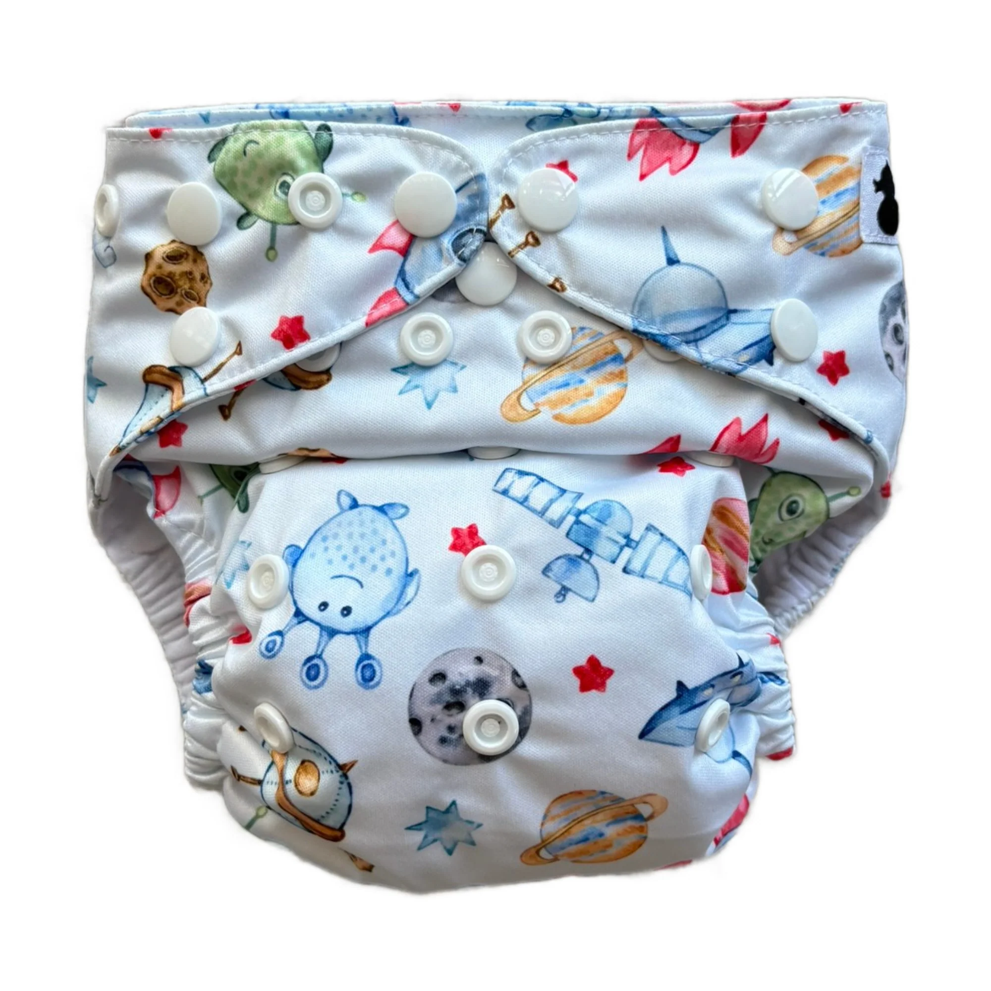 Outer Space OSFM Nappy with snap buttons and bamboo inserts