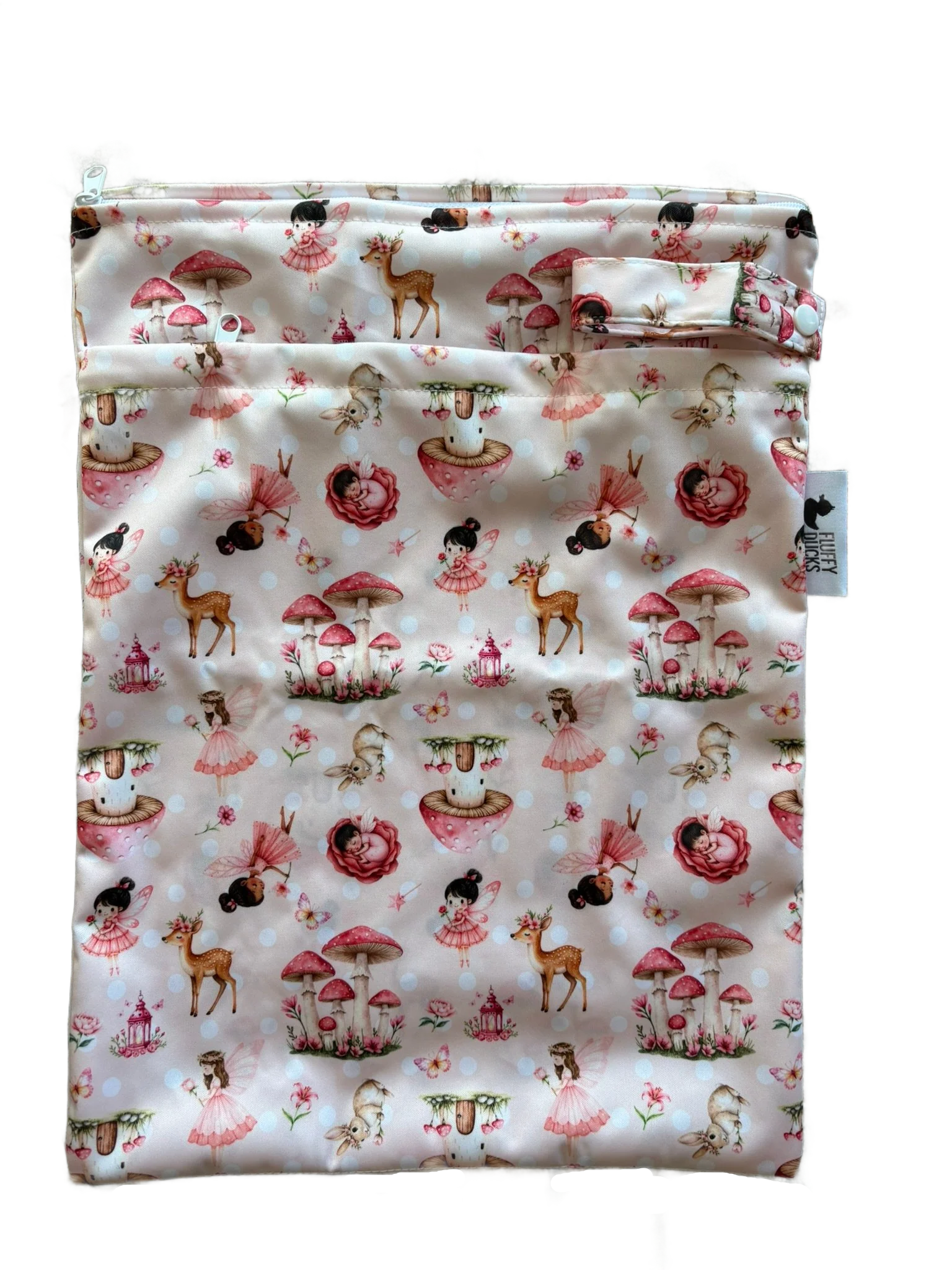 Fairy Forest Double Pocket Wet Bag with zip closures