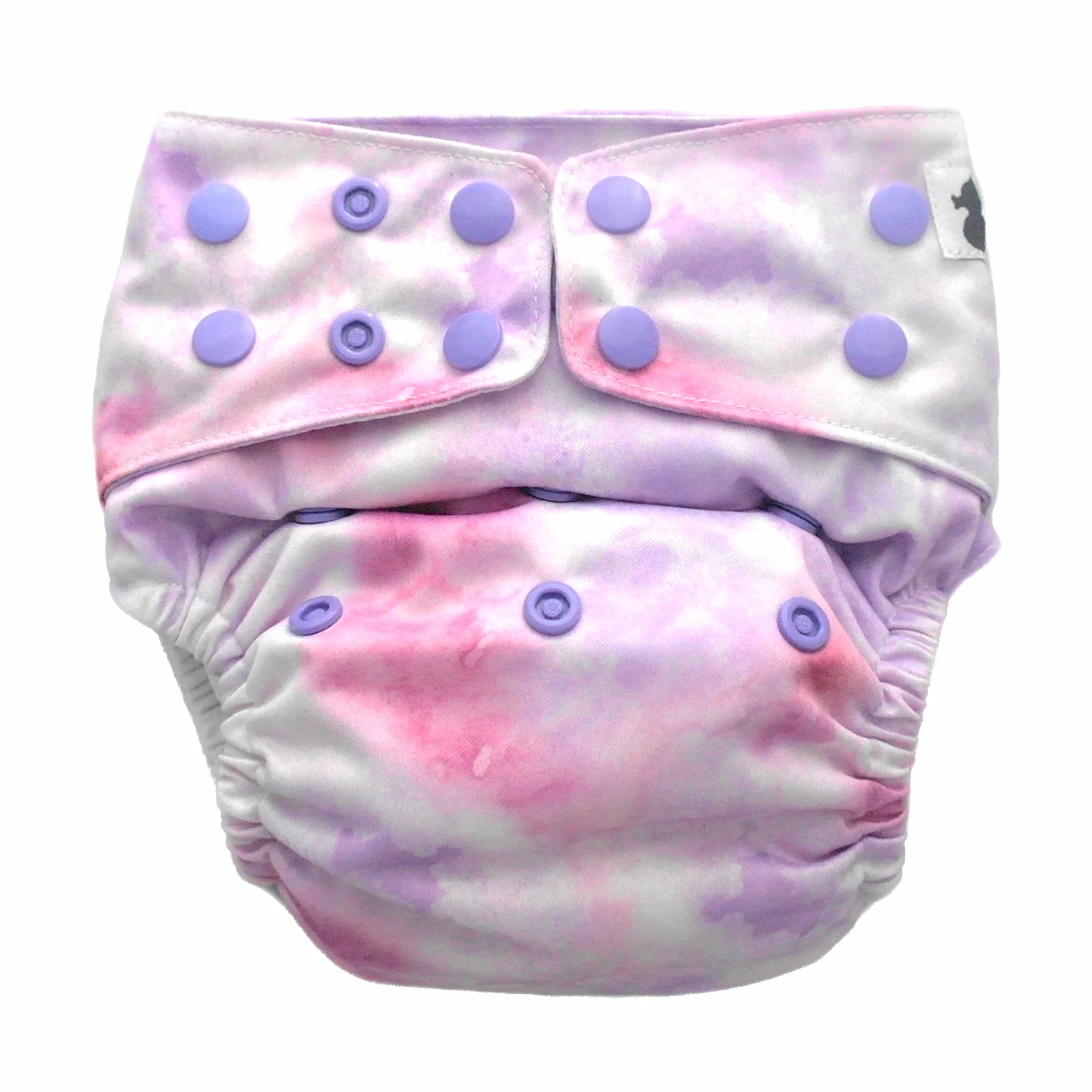 Fluffy Ducks Tie Dye XL Toddler Nappy showcasing vibrant colours and snap buttons