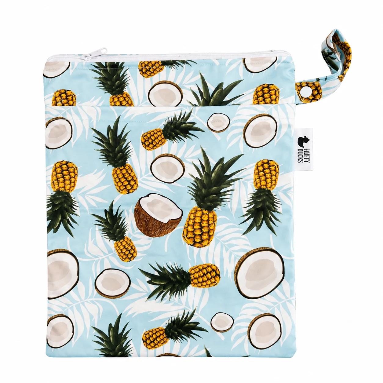 Pina Coca Double Pocket Wet Bag with vibrant print and zip closures