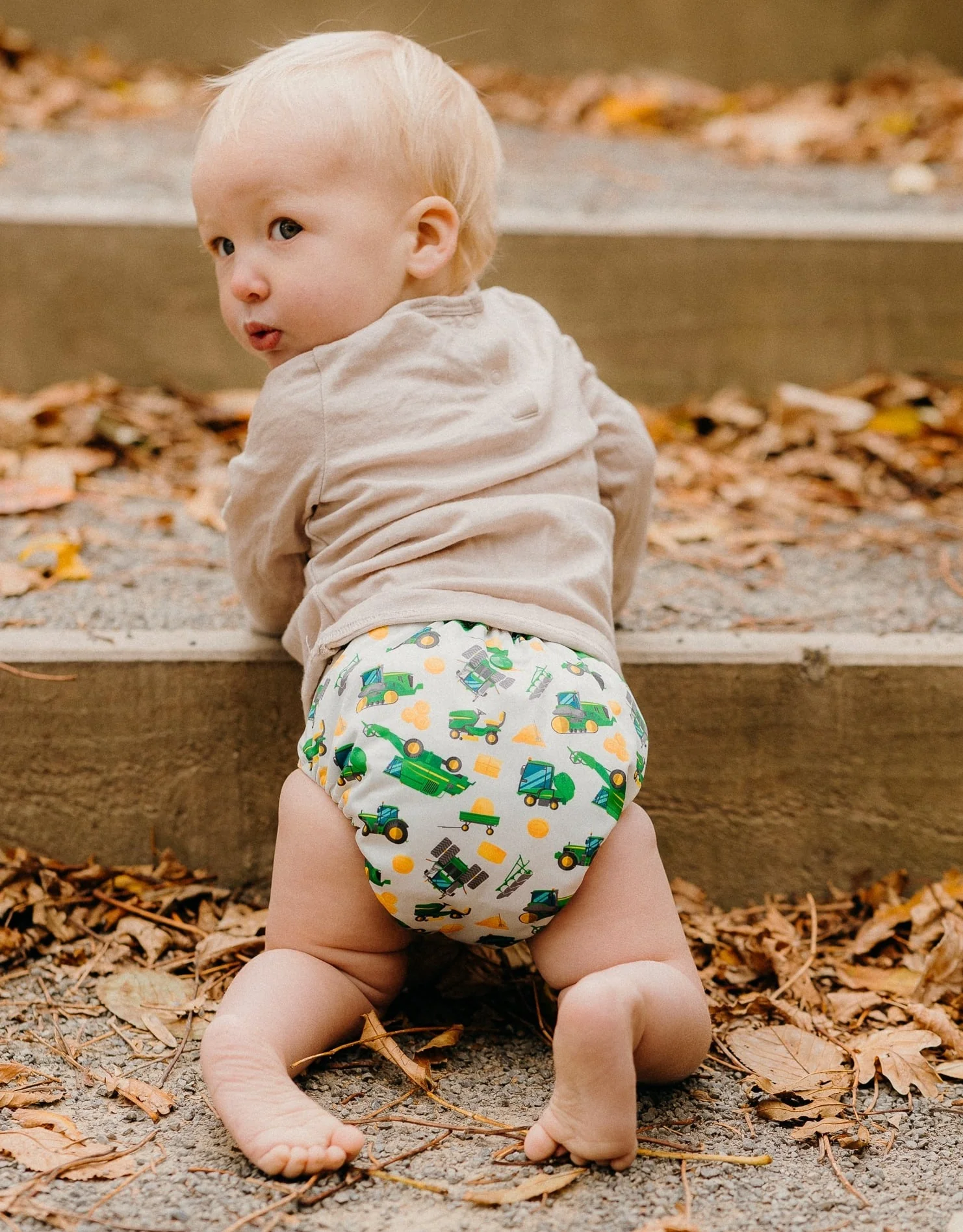 Close-up of Digby OSFM Nappy's bamboo terry inserts and waterproof layer
