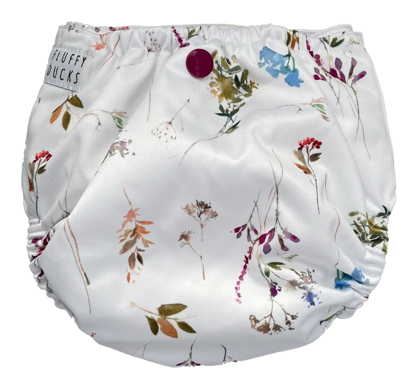 Close-up of snap buttons on Wild Flower nappy for easy adjustments