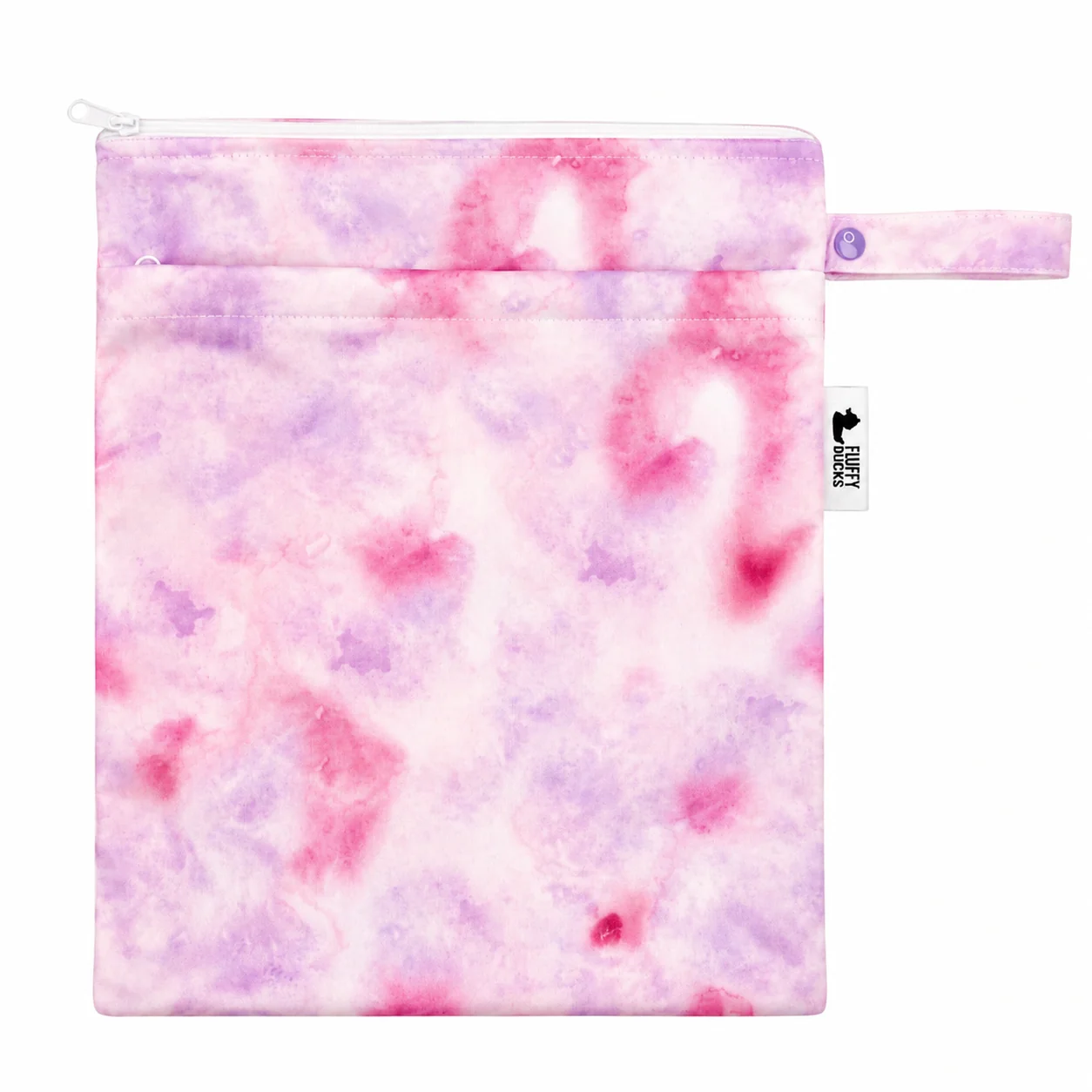 Tye Die Double Pocket Wet Bag with zip closures and snap loop handle